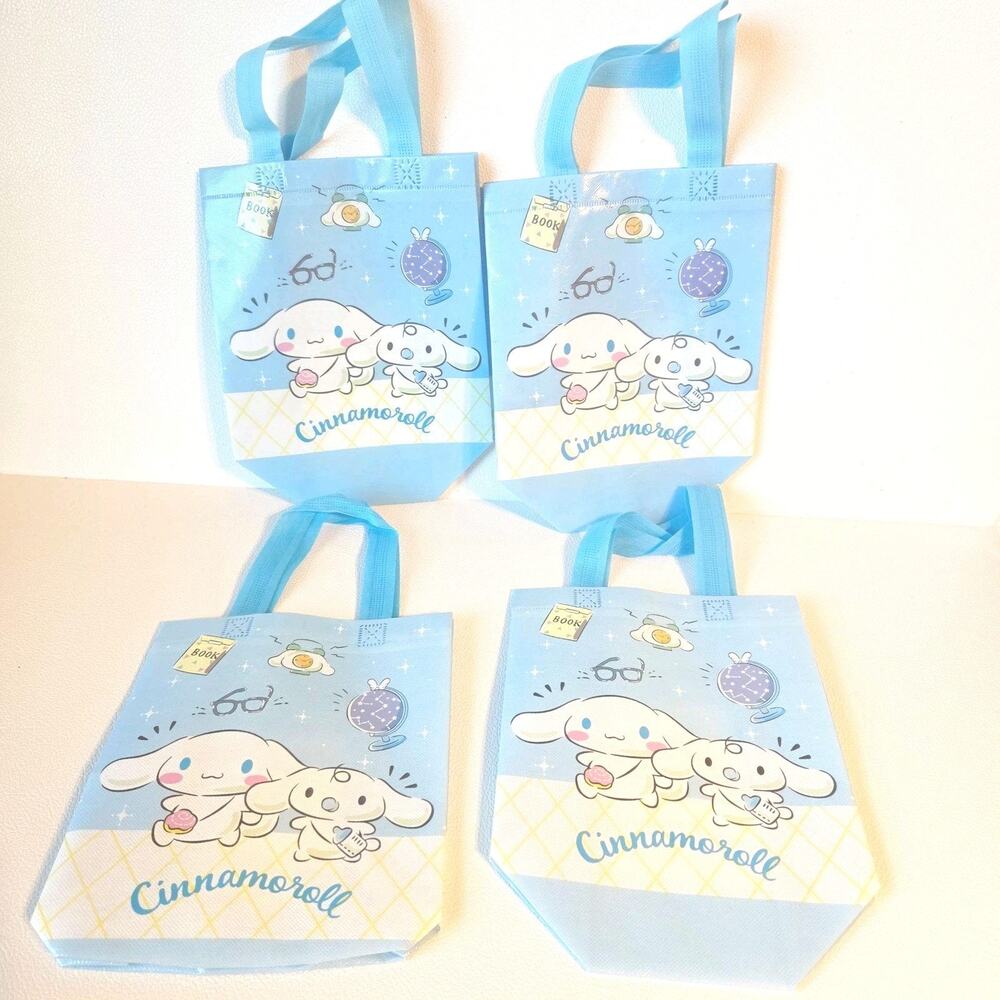 Sanrio Cinnamoroll Blue Plastic Party Favor Tote Bags Set 4 Kids Back To School